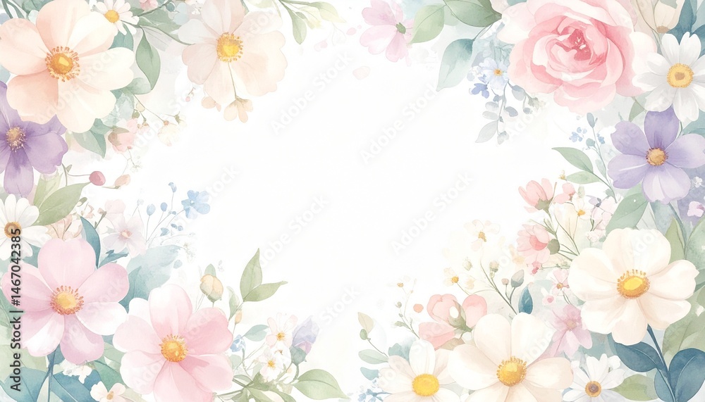 Abstract border frame of flowers painting with summer flowers Daisies background graphic resource Abstract border frame of flowers painting with summer flowers Daisies background graphic resource