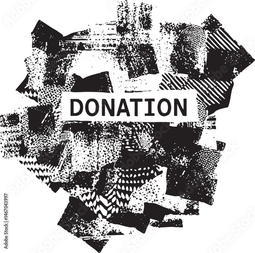 A textured displays the word ‘Donation’ in bold letters.