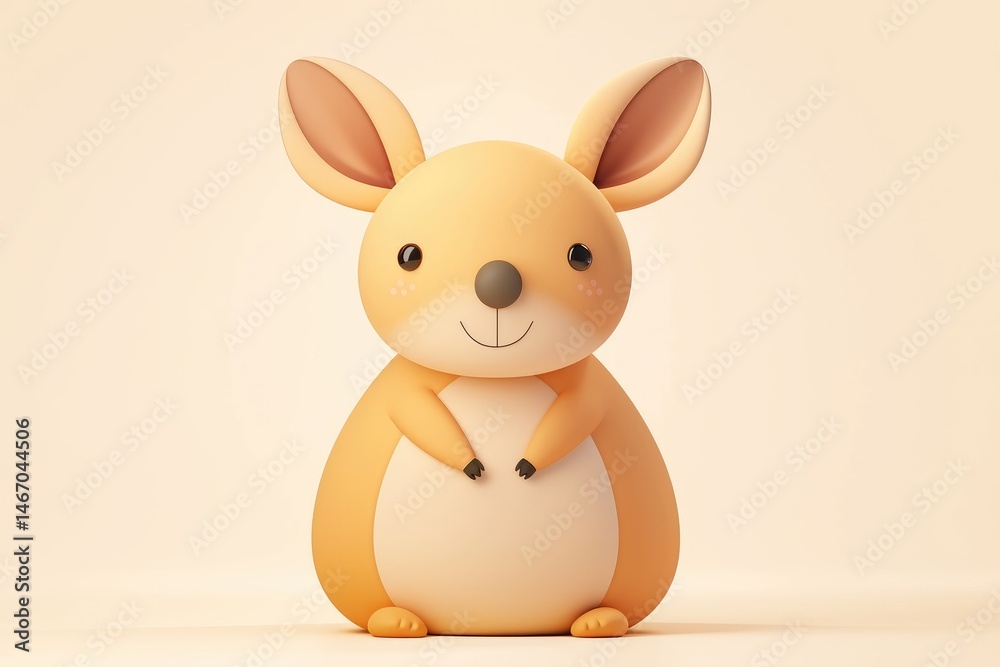 Obraz premium A digitally rendered, cartoon kangaroo, in pastel colors.