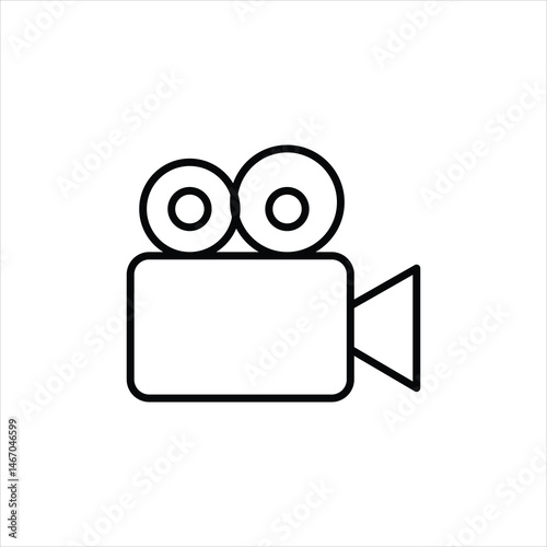 movie camera , vintage camera, film camera line icon vector on white background.