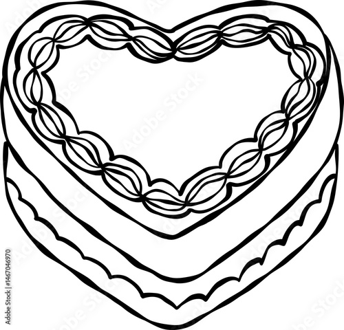 Coquette Vintage Cake – Retro Hand-Drawn Line Art Clipart