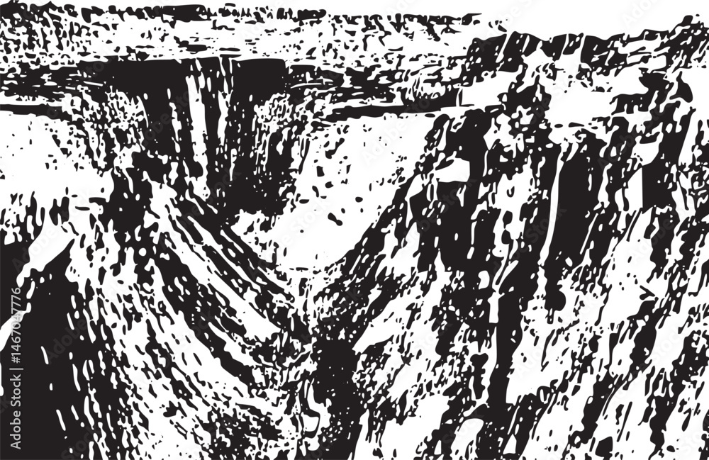 Obraz premium Dramatic towering rock formations rise sharply from a deep canyon floor.