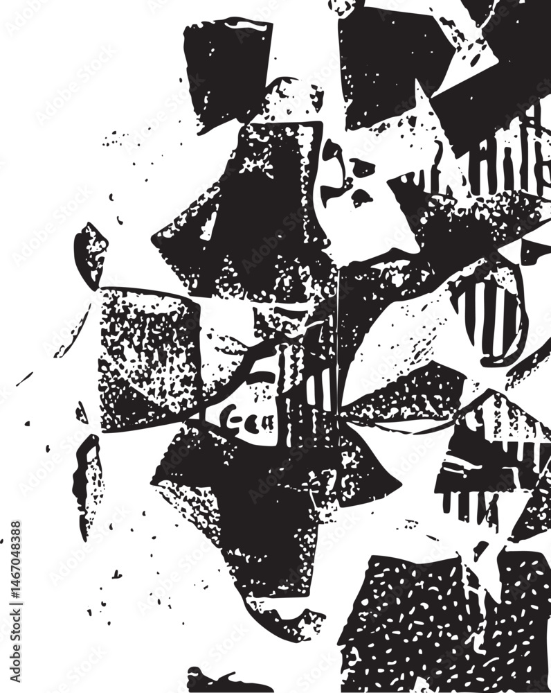 Fototapeta premium A fragmented abstract portrait composed of angular shapes and sharp lines.