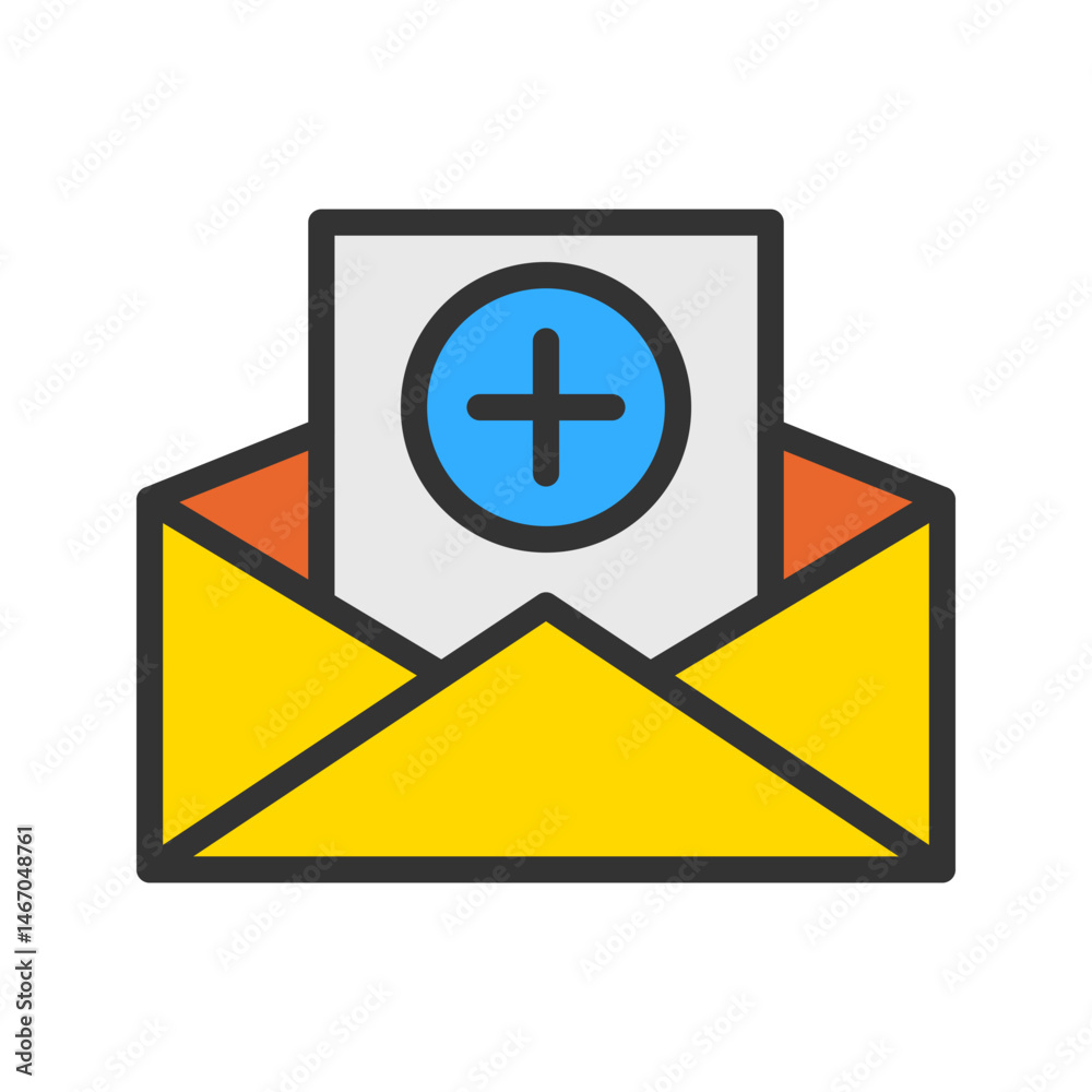 Obraz premium Add Envelop icon vector image. Suitable for mobile apps, web apps and print media.