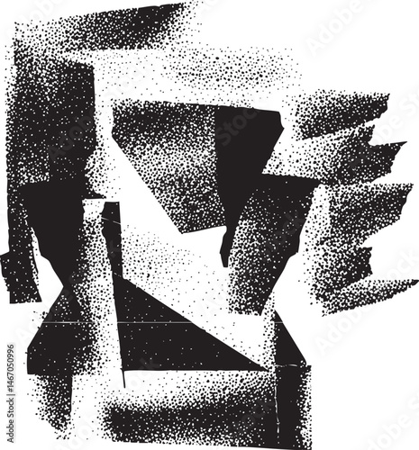 Abstract geometric shapes overlap and intersect in a dynamic composition.
