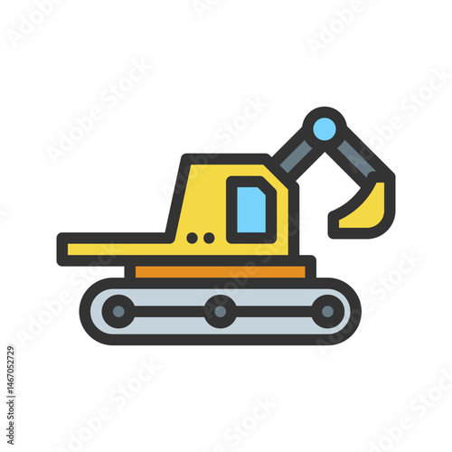 Excavator icon vector image. Suitable for mobile apps, web apps and print media.