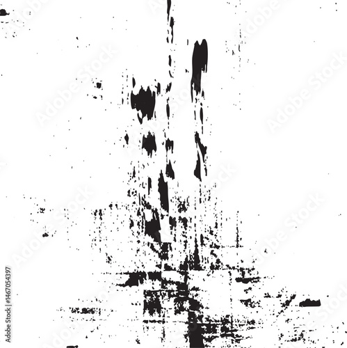 Abstract black splatters create a dynamic textured vertical composition.