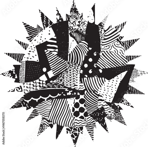 A complex layered features angular shapes and intricate .