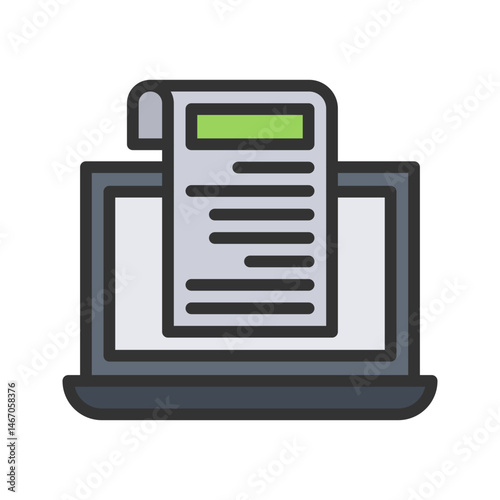 Notes on Laptop icon vector image. Suitable for mobile apps, web apps and print media.