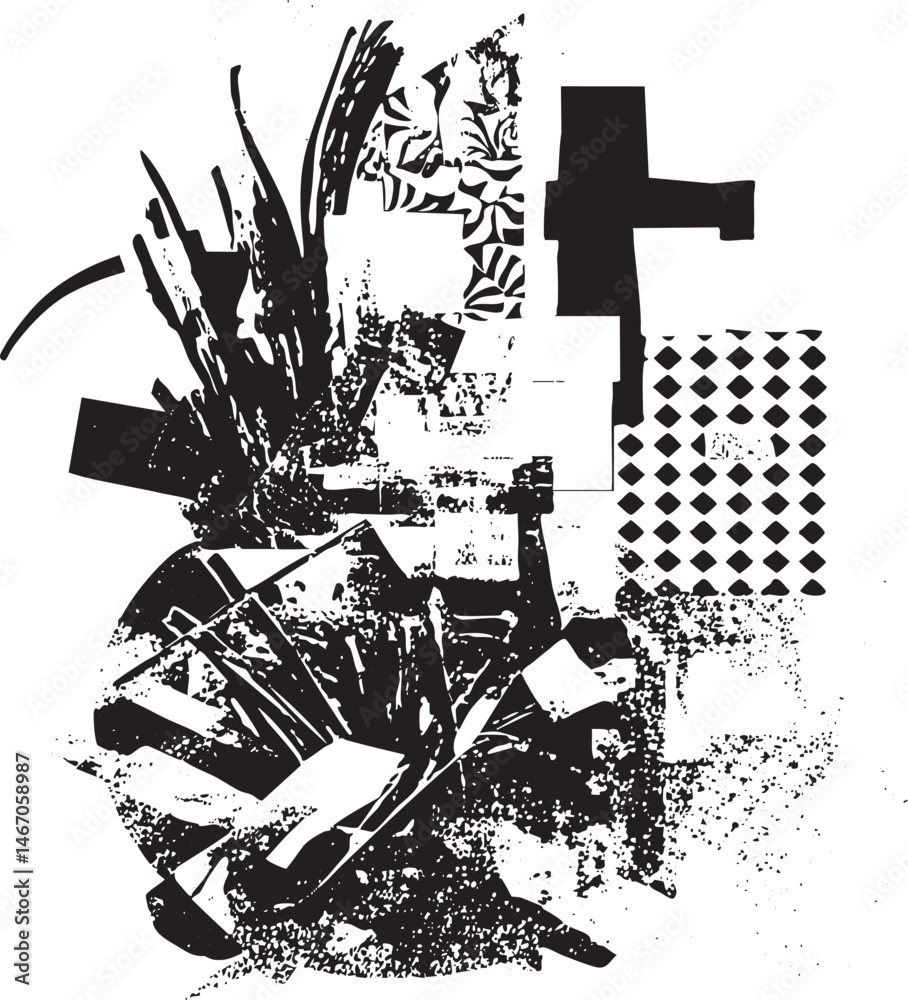 Fototapeta premium Abstract geometric shapes collide in a dynamic textured composition.