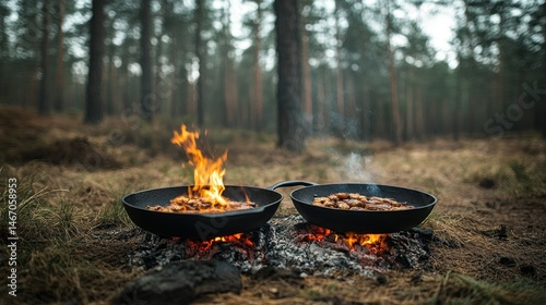 Forest Campfire Cooking Food photo