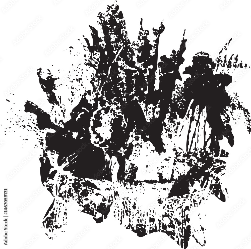 Obraz premium A textured dark splatter dominates the .