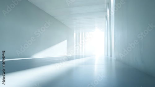 A large, empty room with a white ceiling and white walls