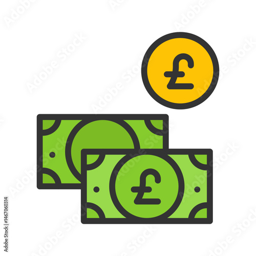 Pound Currency icon vector image. Suitable for mobile apps, web apps and print media.