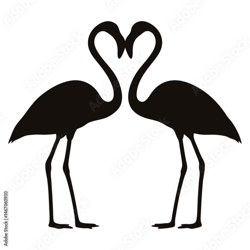 Two Flamingo Silhouettes Forming a Heart Shape Romantic Bird Couple Design