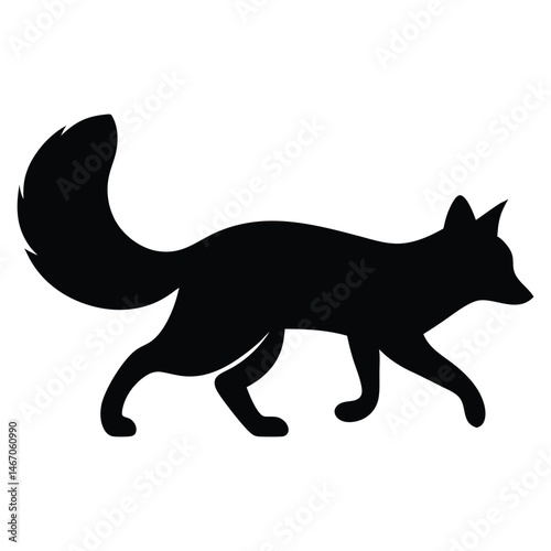 Majestic Fox Silhouette Walking Design Element for Logo Branding or Decoration