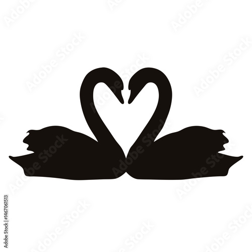Romantic Swan Couple Silhouette forming Heart Shape Perfect for Valentine's Day cards and wedding invitations