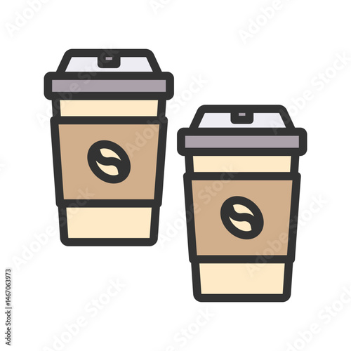 Two Coffees icon vector image. Suitable for mobile apps, web apps and print media.
