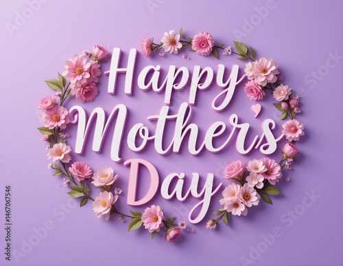 Happy mother's day typography with violet color background.