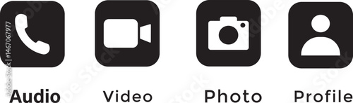 profile, photo, call, address, video icon. audio and video vector icons symbol illustration
