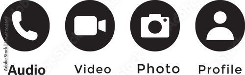 profile, photo, call, address, video icon. audio and video vector icons symbol illustration
