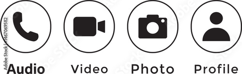 profile, photo, call, address, video icon. audio and video vector icons symbol illustration
