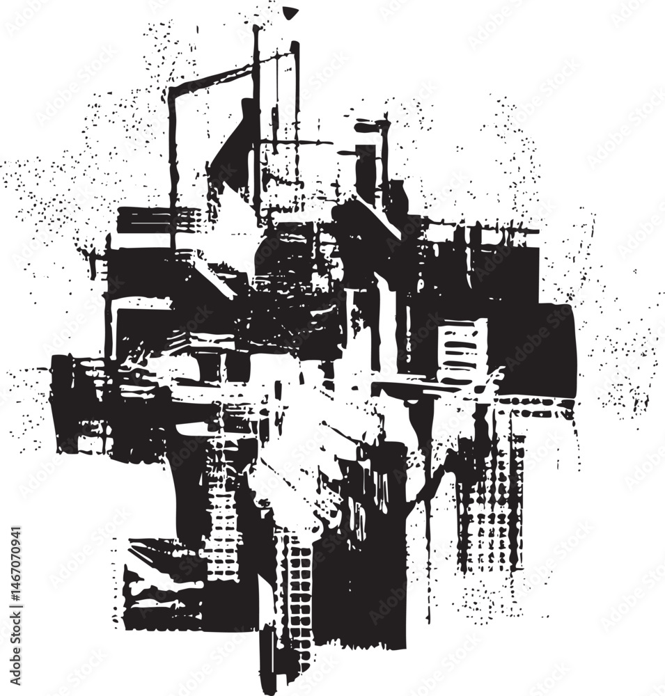 Fototapeta premium Abstract cityscape in stark black and white.