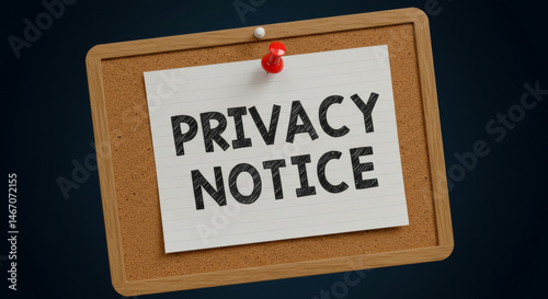 Privacy Notice on corkboard with wooden frame
