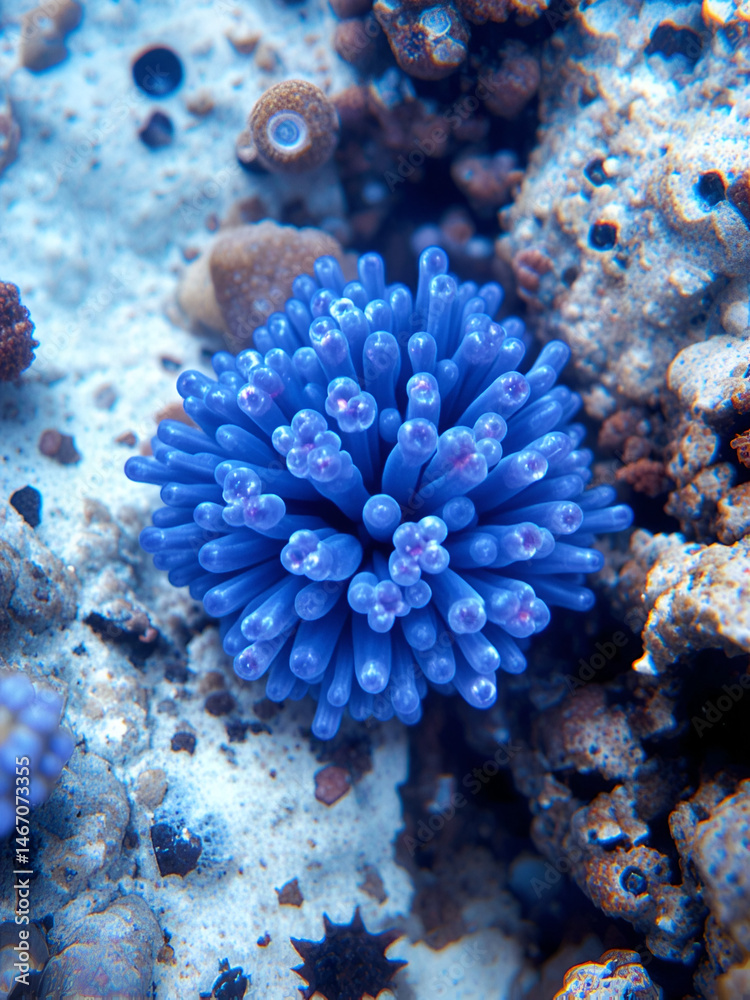 Blue Algae Cluster Under Microscope Blue Algae Cluster Under Microscope