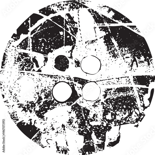 A shattered circular with three central circles.