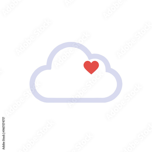 Cloud Heart Icon, Love Symbol, Minimalist Design