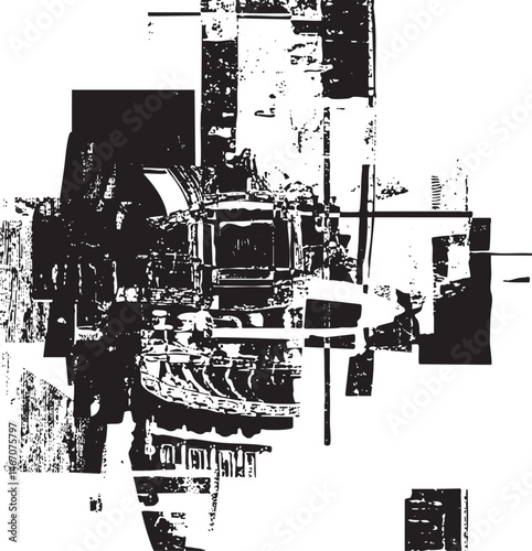 A fragmented distressed vehicle emerges from a textured background.