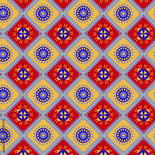 Mexican multicolored Latin American background in the form of diamonds