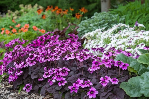 Wallpaper Mural Vibrant Cineraria flowers in full bloom with vivid shades of purple, pink,  Torontodigital.ca