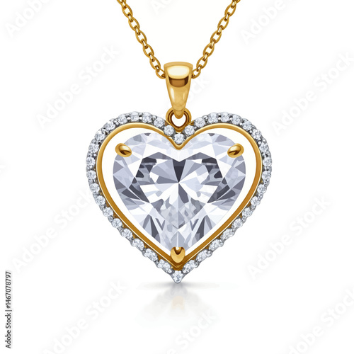 Gold-Heart-Pendant-Necklace-Diamond-Halo-Jewelry-Gift-For-Her