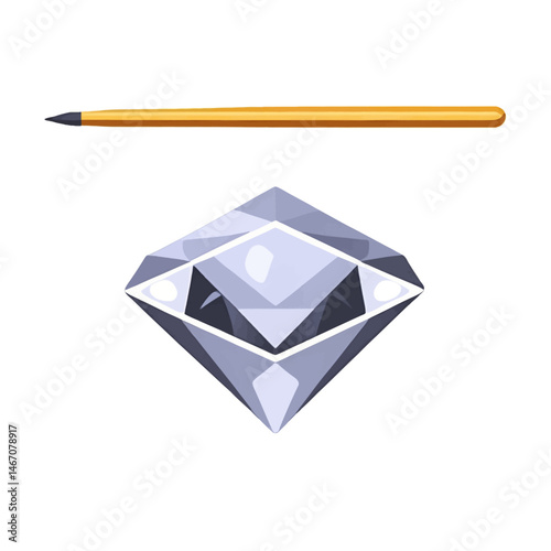 Pencil_and_Diamond_Illustration_Artwork_Gem_Stone_Object