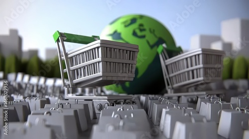 Sustainable shopping innovative global marketplace concept with eco friendly consumerism and conscious choices representation