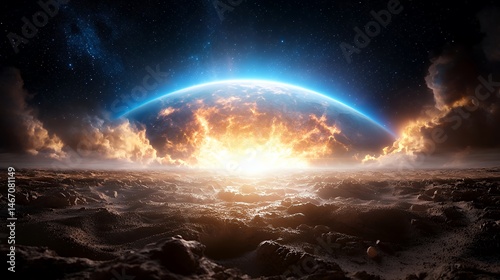 Wallpaper Mural Planetary Event on Distant World with Cosmic Sky Torontodigital.ca