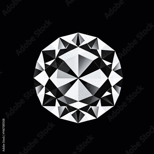 Diamond-Facet-Pattern-Gemstone-Jewelry-Design-Black-Background