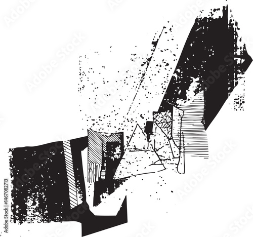 Abstract geometric shapes overlap and intersect on a white background.