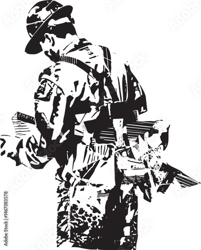 A man stands confidently holding a saxophone wearing a hat and jacket.