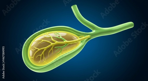 Detailed 3D Render of the Gallbladder and its Bile Duct System