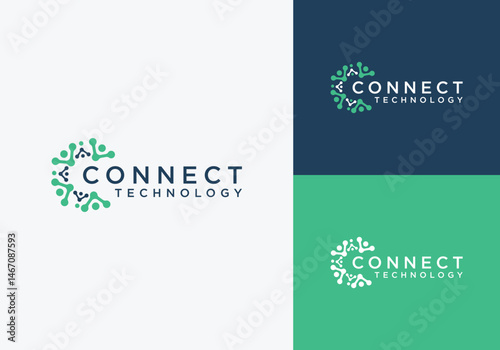 network connection vector logo, human connection vector logo. human connection technology logo design