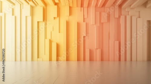 Abstract Orange and Yellow Geometric Room Design Modern Architecture Interior Background
