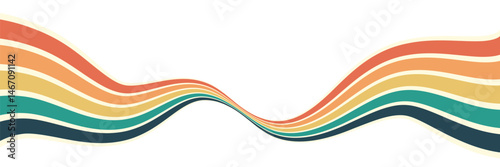 Abstract background of rainbow groovy Wavy Line design in 1970s Hippie Retro style. Vector pattern ready to use for cloth, textile, wrap and other.