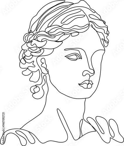 head of greek goddes line art