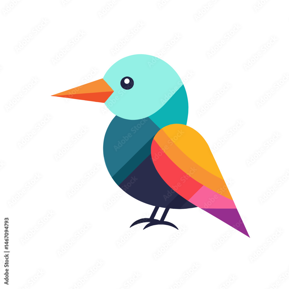 Fototapeta premium Colorful-Geometric-Bird-Illustration-Minimalist-Design