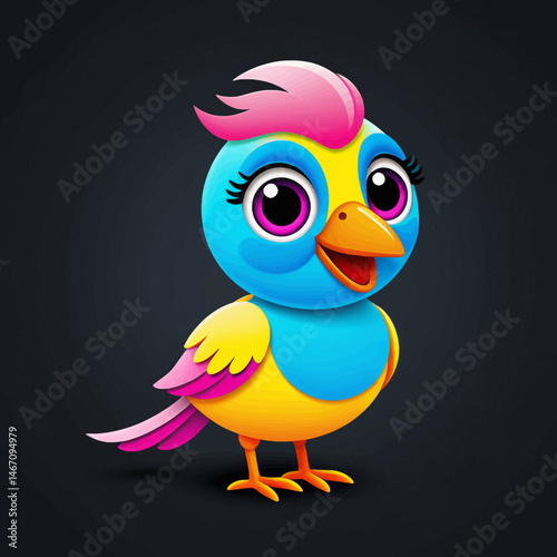 Wallpaper Mural Cute-Cartoon-Bird-Illustration-Colorful-Bird-Character Torontodigital.ca