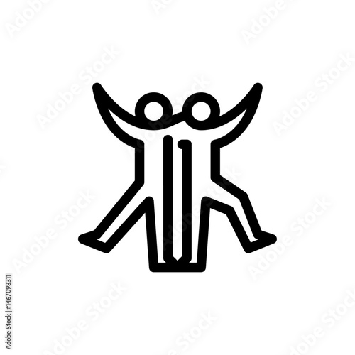 having fun with friend outline icon. figure having fun line art illustration.