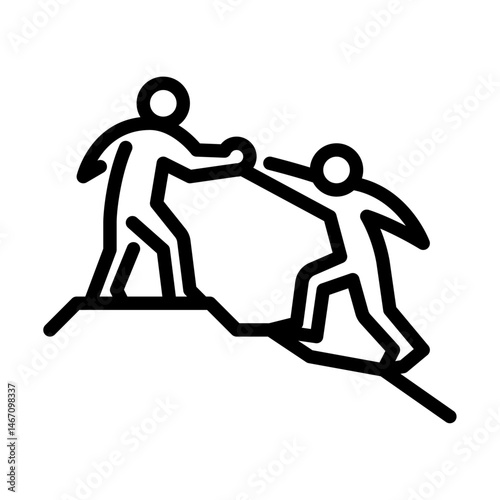 helping friend outline icon. figure supporting friend line art illustration.